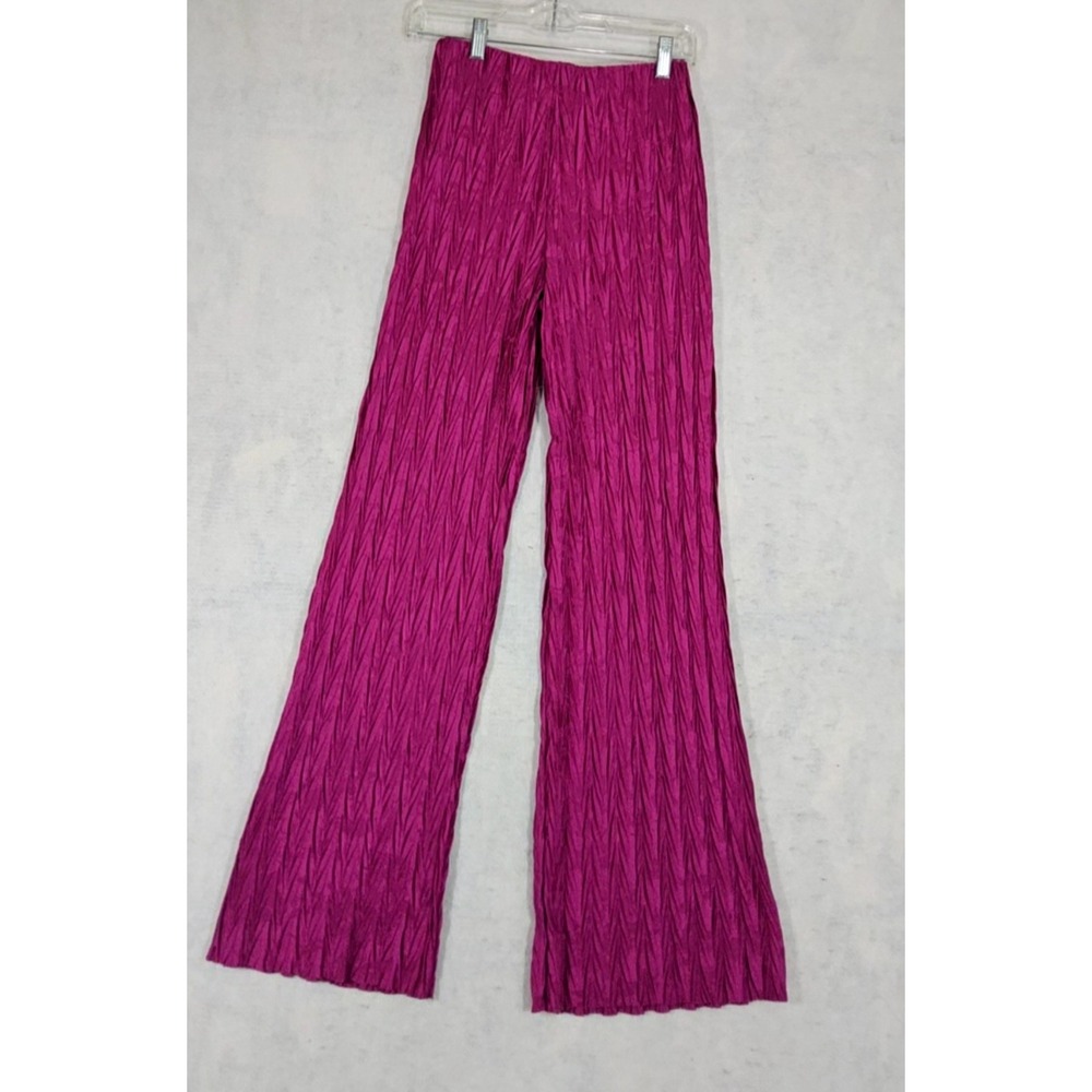 Zara Pants Women S 6 NEW Pleated JACQUARD Wide Leg High Rise Dress Pants Pull On